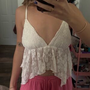 SHEIN Cream Lace Camisole Top